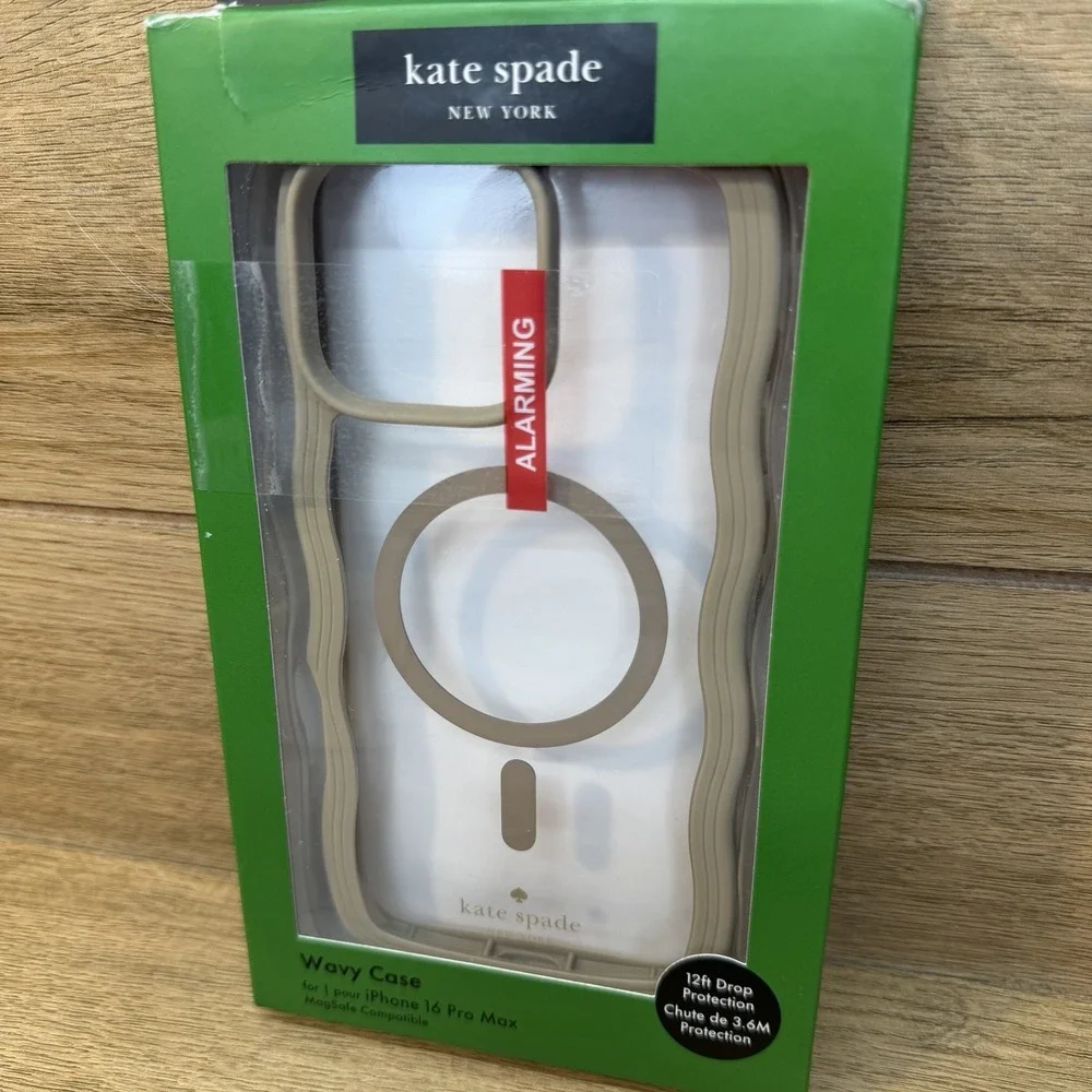 KATE SPADE Protective Case Magsafe For IPHONE 16 Pro Max Wavy Tan Clear New